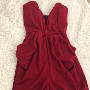 Red, rose imprinted jumpsuit